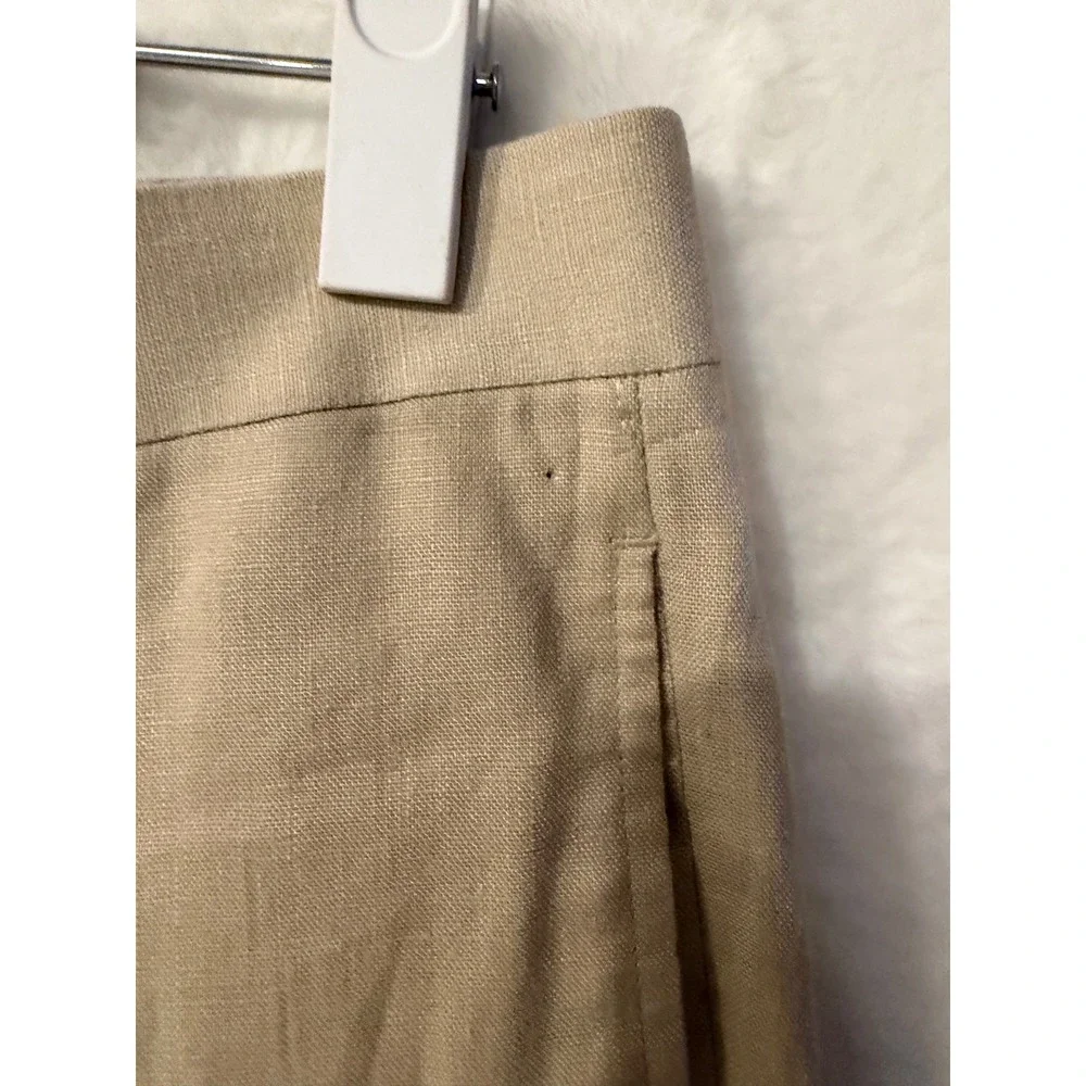 Mens Tan Linen Blend Dress Pants Khaki Straight Leg Trousers Size 34x26 Summer